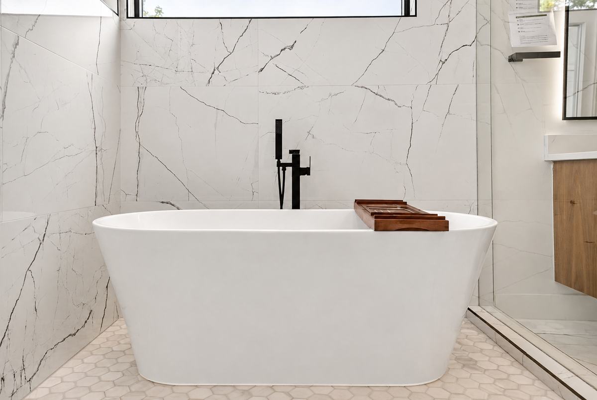 Primary bath soaking tub