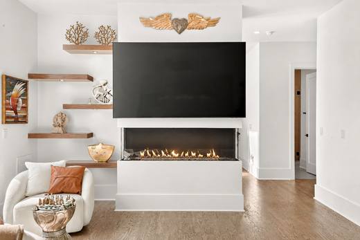 Living room and fireplace